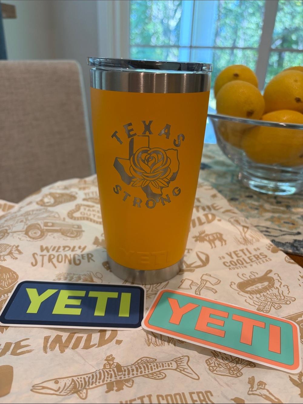 Yeti Yellow “Texas Strong' Insulated Tumbler